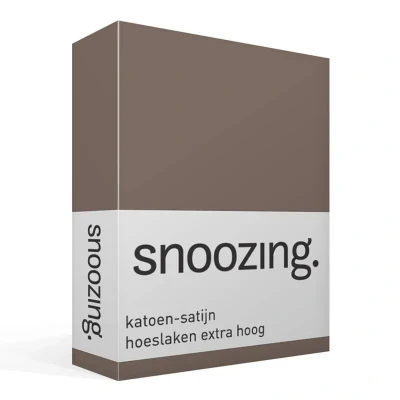 Afbeelding van Snoozing Katoen satijn Hoeslaken Extra Hoog Eenpersoons 90x200 cm Bruin