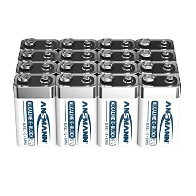 Afbeelding van ANSMANN 16 stuks 9 V alkalinebatterijen met lange levensduur, hoogwaardige kwaliteit voor betere prestaties, batterij, ideaal rookmelders, bewegingsmelders, systemen