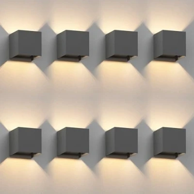 Afbeelding van ledscom.de 8 stuks CUBEL wandlamp voor buiten, IP65, up/downlight, antraciet mat, vierkant, 1 x G9 max. 10 W