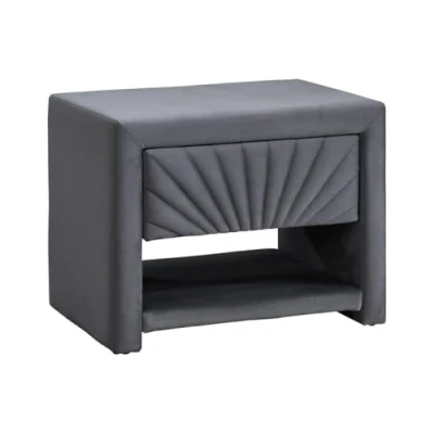 Afbeelding van Vente unique Nachtkastje 1 lade en nis Velours Antracietgrijs ULAMI L 50 cm x H 41 D 35