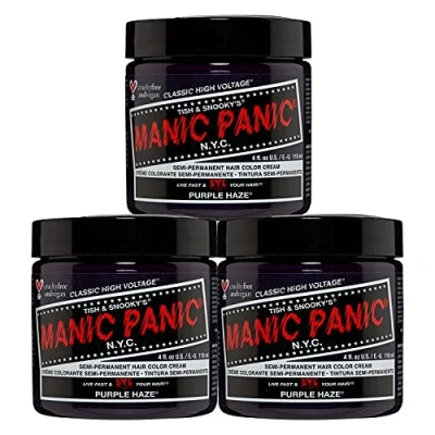 Image de Manic Panic Purple Haze Classic Crème, coloration capillaire violette semi permanente vegan et respectueuse des animaux, 3 x 118 ml