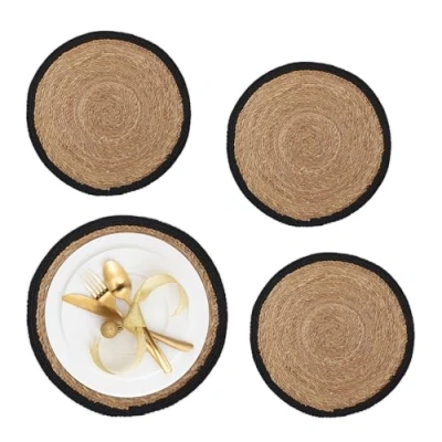 Afbeelding van Relaxdays placemat waterhyacint set van 4 Ø 37 cm gevlochten tafel onderleggers
