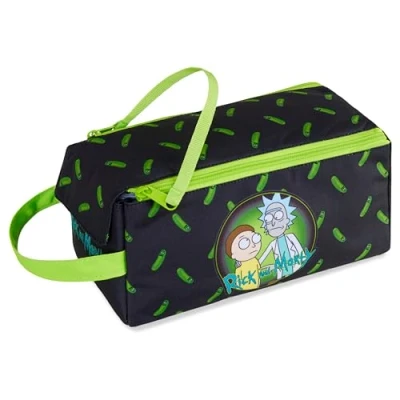 Afbeelding van Rick and Morty Toilettas voor heren, reisetui met ritssluiting, officiële accessoires, cadeau idee jongeren, jongens (zwart/groen), Zwart/Groen, Modern