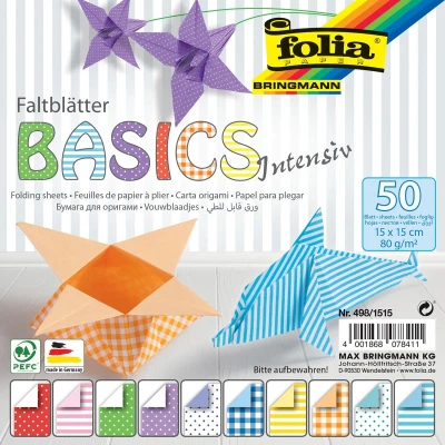 Afbeelding van Folia vouwpapier Basic Intensive ft 15 x cm, pak met 50 vel