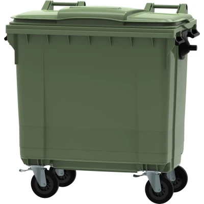 Afbeelding van Container met deksel en wielen 770 liter groen