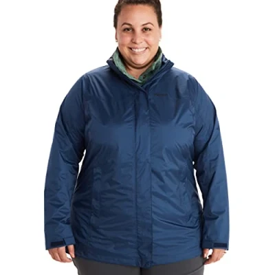 Afbeelding van Marmot Wm&#039;s PreCip Eco Jacket, waterdichte regenjas, winddichte ademend, opvouwbare hardshell windbreaker, ideaal voor fietsen en wandelen, Arctic Navy, XL