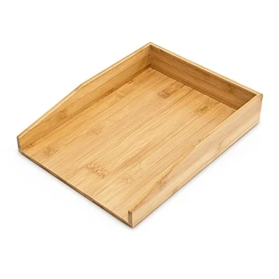 Afbeelding van relaxdays Brievenbak Papier houder bureau Bamboe hout 25 x 6 33