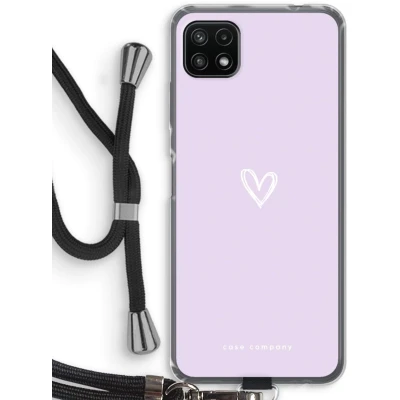 Afbeelding van Case Company® hoesje met Koord geschikt voor Samsung Galaxy A22 5G Klein hartje paars Telefoonhoesje Zwart Bescherming aan alle Kanten en Over de Schermrand