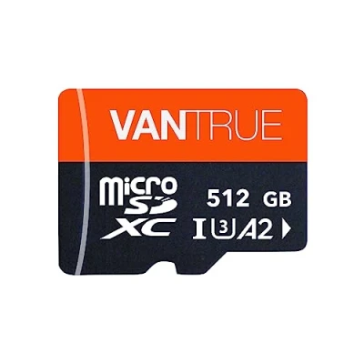 Afbeelding van Vantrue 512 GB microSDXC UHS I U3 4K geheugenkaart met adapter, compatibel dashcam, smartphone, tablet, actiecamera en bewakingscamera (512 GB)