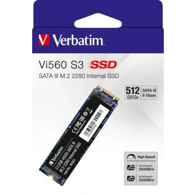 Afbeelding van Verbatim SSD 512GB, SATA III, M.2 2280 Vi560 S3, 560MB/s, (W) 520MB/s, Retail