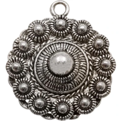 Afbeelding van Zeeuwse Knop Hanger (28 mm) Antiek Zilver (2 stuks) Binnenmaat oogje 2 mm