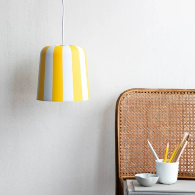 Afbeelding van Dyberg Larsen Gry hanglamp, geel/wit, Ø 20 cm, metaal