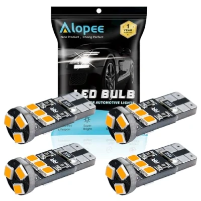 Afbeelding van Verpakking met 4 T10 194 168 921 450 lumen extreem heldere Canbus foutloos LED licht 12 V, 9 SMD 2835 chipsets auto vervangende lamp voor W5W 2825 knipperlichten (geel)