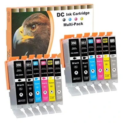 Afbeelding van D&amp;C Set van 12 inktpatronen compatibel met Canon PGI 550 XL CLI 551 voor Pixma MG6450 MG6650 MG7100 MG7150 MG7550 MX925 iP7200 iP7250 MG5400 Series MG5450 MG550