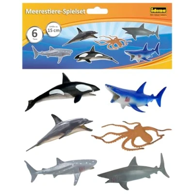 Afbeelding van Idena 40242 6 stuks zeedierenfiguren van kunststof, voor kinderen, ca. 15 cm hoog