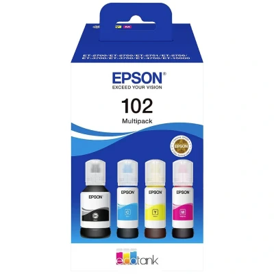Afbeelding van Epson Inktfles 102, 6.000 7.500 Pagina&#039;s, Oem C13t03r640, 4 Kleuren