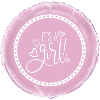 Afbeelding van Haza Original Ballon Meisjes Pink Hearts Baby Shower 45 Cm Roze