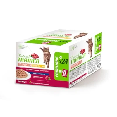 Afbeelding van Natural Trainer Adult 24 x 85 g natvoer voor katten Mixpakket: Kip &amp; Zalm