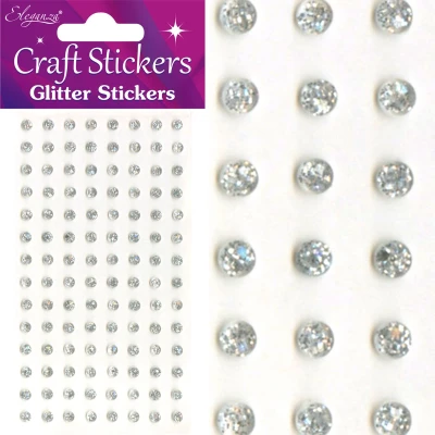 Afbeelding van Oaktree Stickers Glitter Diamantjes Zilver (per vel) 4mm