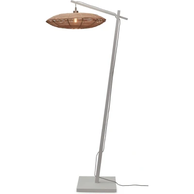 Afbeelding van GOOD&amp;MOJO Vloerlamp Tanami Bamboe Wit/Rotan 78x55x176cm Bruin