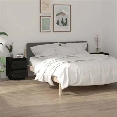 Afbeelding van Nachtkastjes 2 st 40x35x50 cm massief grenenhout zwart