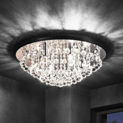 Afbeelding van Lindby plafondlamp 8lichts staal, kristal H: 25 cm G9 chroom