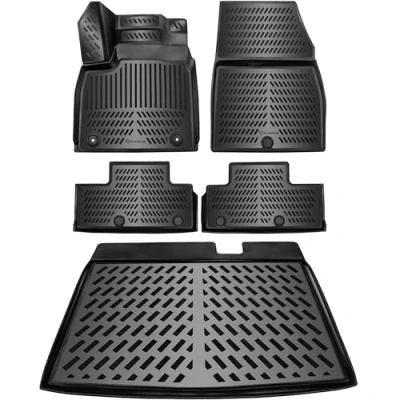 Afbeelding van ELMASLINE Set 3D rubberen matten en kofferbakmat voor Renault Megane E TECH vanaf 2022 elektrisch, accessoires vloermatten, kofferbak