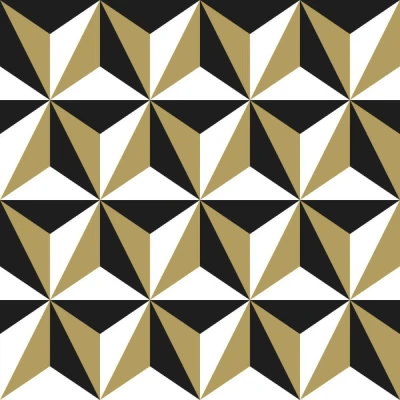 Afbeelding van ESTAhome behang grafisch motief glanzend goud, wit en zwart 139118 0,53 x 10,05 m