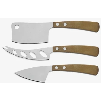 Afbeelding van Legnoart Kaasmessenset 3pcs Latte Vivo Legno24 Essenhout Giftbook