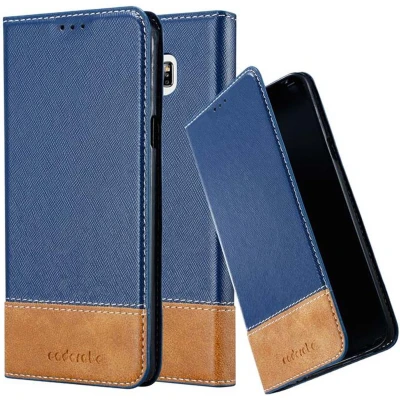 Afbeelding van Cadorabo Hoesje geschikt voor Samsung Galaxy NOTE 5 in DONKERBLAUW BRUIN Beschermhoes met magnetische sluiting, standfunctie en kaartvakje Book Case Cover Etui