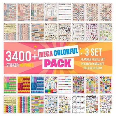 Afbeelding van colortouch 3400 vellen stickers voor maandplanner, kalender, planner, dagboek, notitieboek, stickeralbum, seizoensgebonden, volwassenen