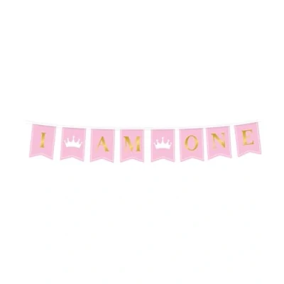 Afbeelding van Flag banner First birthday girl