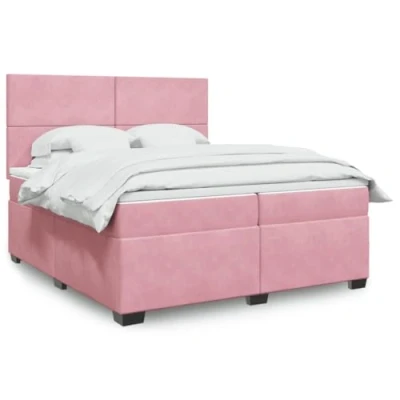 Afbeelding van vidaXL Boxspring met matras fluweel roze 200x200 cm