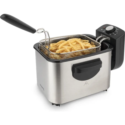 Afbeelding van H.KOENIG DFX500 Friteuse met afneembare mand, roestvrij staal, inhoud 3 l olie, instelbare temperatuur, tot 1 kg friet, vermogen 2200 W