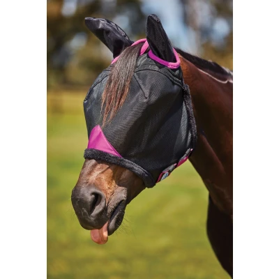 Image de Weatherbeeta Masque Anti Mouches Comfitec Deluxe Durable Mesh avec Oreilles Noir/Violet Small Poney