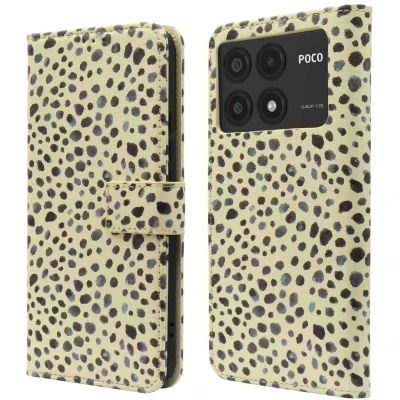 Afbeelding van iMoshion Hoesje Geschikt voor Xiaomi Poco X6 Pro Met Pasjeshouder Design Bookcase smartphone Meerkleurig / Black And White Dots