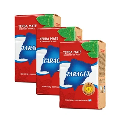 Afbeelding van Taragui Yerba Maté Con Palo: 1,5 kg (3 x 0,5 kg) + geschenkmonster (50 g) energiedranken, rijk aan vitaminen en antioxidanten, met cafeïne. Versnelt de stofwisseling.