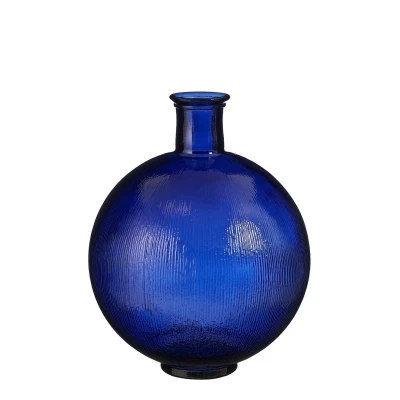 Afbeelding van Firenza Fles Vaas H42 x Ø34 cm Gerecycled Glas Donkerblauw