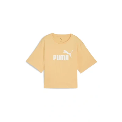 Afbeelding van Puma ESS Cropped LOGO Relaxed Tshirt print, Dames, Maat: XS, Almost apricot