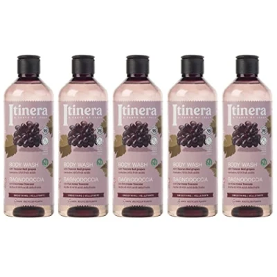 Afbeelding van ITINERA Gladmakende Body Wash met Toscaanse rode druiven, 95% natuurlijke ingrediënten, 370 ml (5 stuks)
