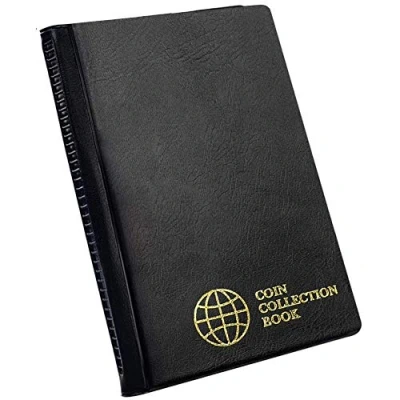 Afbeelding van Verzamelalbum voor munten, 60 vakken, 4,5 x cm, portemonnee, boek, geldopslag, Penny Pocket verzamelaars, zwart CS0106BK