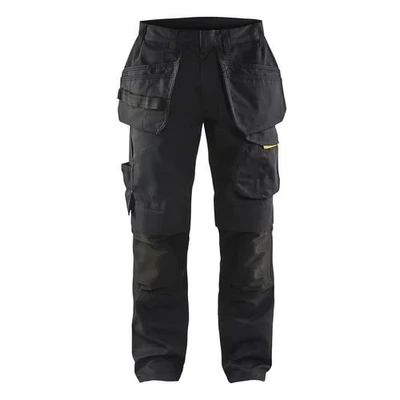 Image de Pantalon services stretch avec poches flottantes noir/jaune