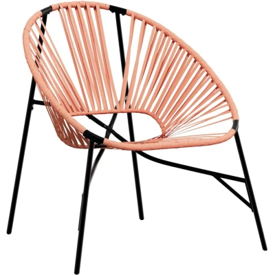Afbeelding van Tuinstoel Egg poly rattan zwart en oranje