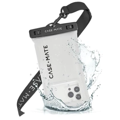 Afbeelding van Case Mate, Waterdichte hoes voor Universeel Smartphone 6.7&#039;&#039; Waterdicht IP68 gecertificeerd Drijven met riem, Wit / Zwart