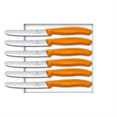 Afbeelding van Victorinox Swiss Classic tafelmessen, set van 6 stuks, oranje met handvat