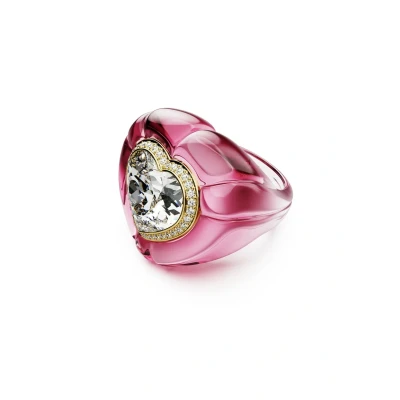 Afbeelding van Swarovski Dulcis cocktailring, hartvorm, pavéé, hart, roze, Kristal, Kristal