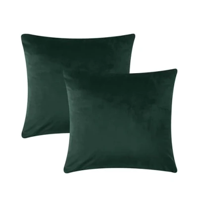 Afbeelding van AMEHA Decoratieve fluwelen kussenhoezen voor bank of slaapkamer, met onzichtbare rits, vierkant, 45 x cm, 2 stuks, donkergroen