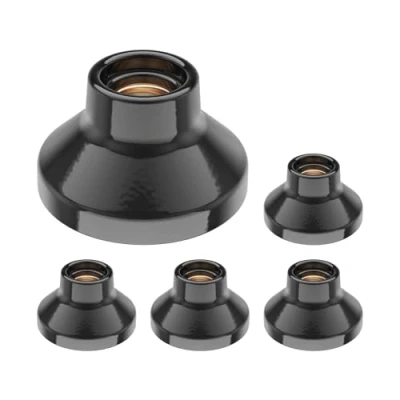 Afbeelding van ledscom.de 5 stuks ELEKTRA plafondlamp/lampfitting, porselein, glanzend zwart, 1 x E27 max. 300 W