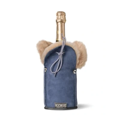 Afbeelding van KYWIE Champagne koeler van 100% natuurlijk schapenvacht kleur: Blauw
