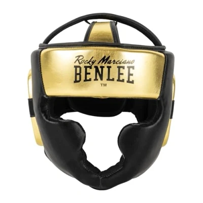 Afbeelding van BENLEE Veiligheidshelm van kunstleer, wit/zwart/goud, S/M